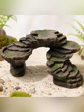 Resin Rock Bridge Aquarium Terrarium Decor Cave Hideout Moss Stone Ornament NEW